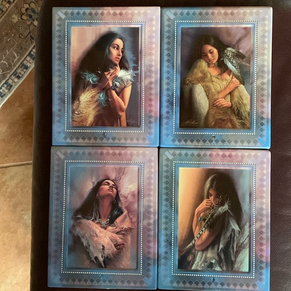 Set of 4 Beautiful Indian Maiden Plates